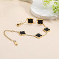 Everyday Black Onyx Style Four Clover Link Chain Bracelet