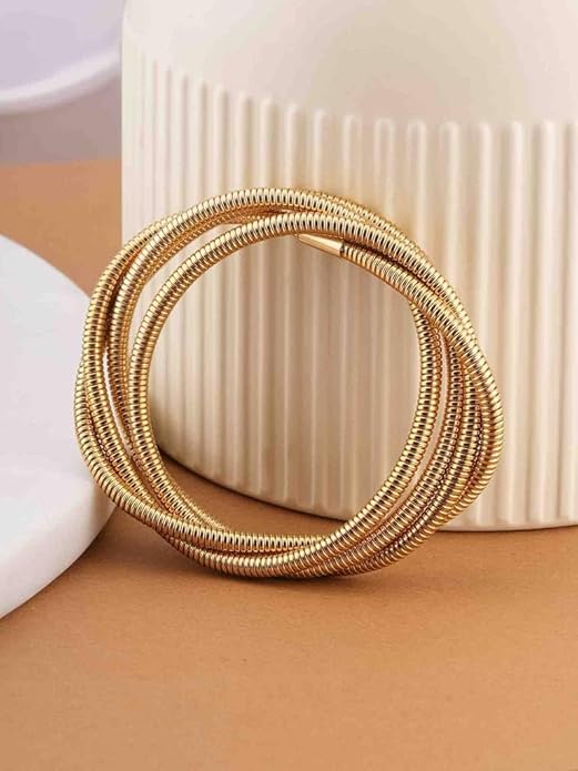 Premium Gold Coil Wrap Bracelet – Anti Tarnish Flexible Multi-Layer Bangle