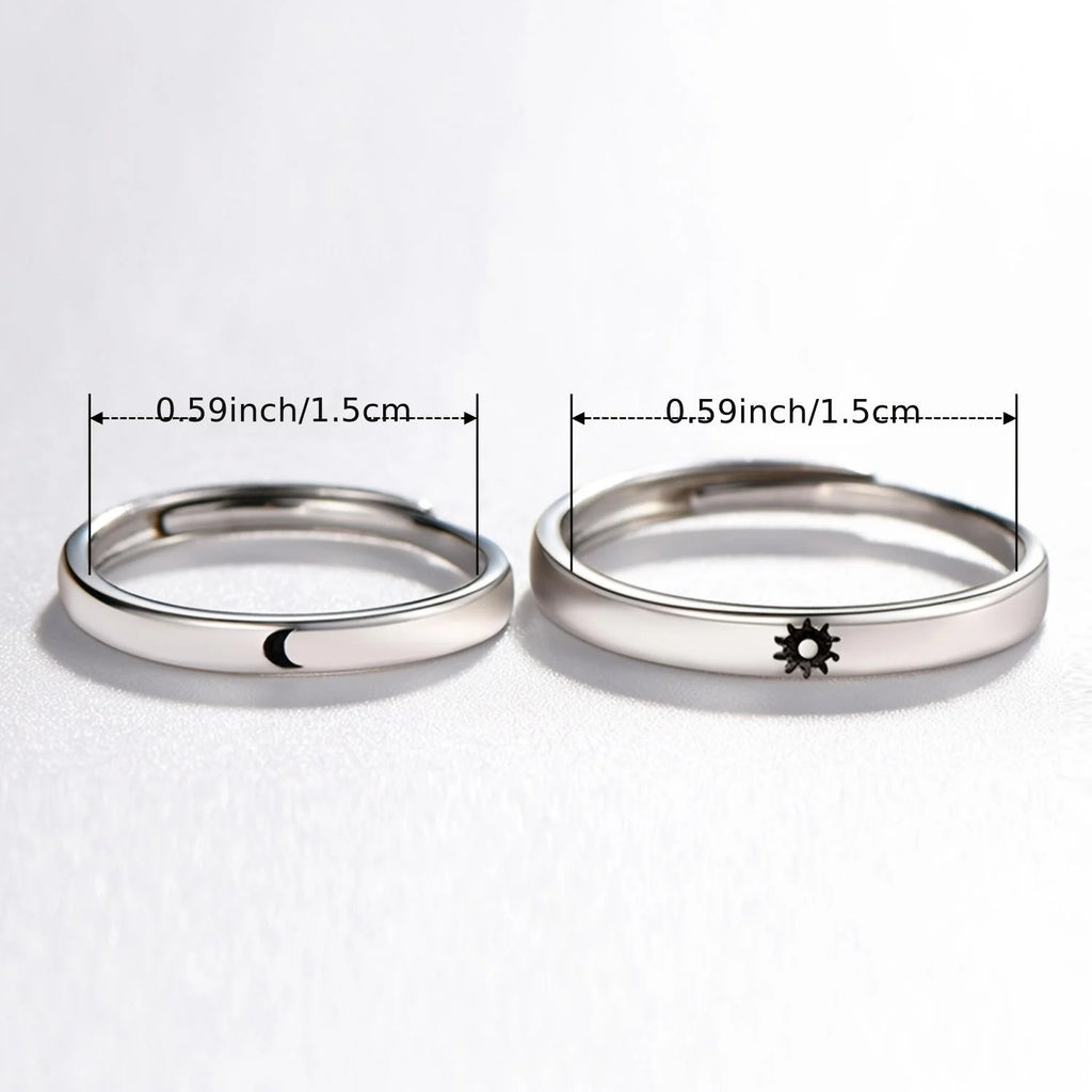 Sun & Moon Silver Matching Couple Rings