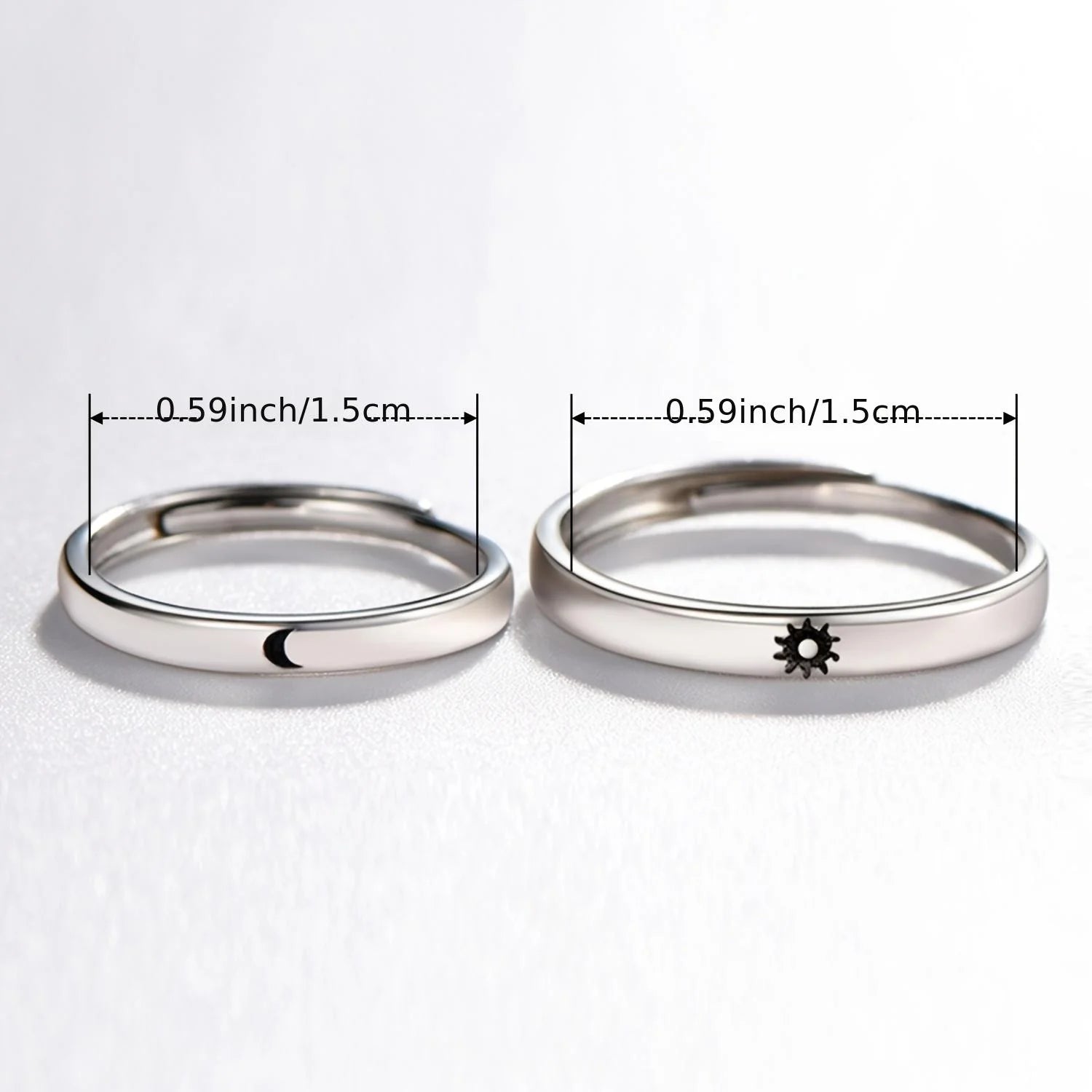 Sun & Moon Silver Matching Couple Rings