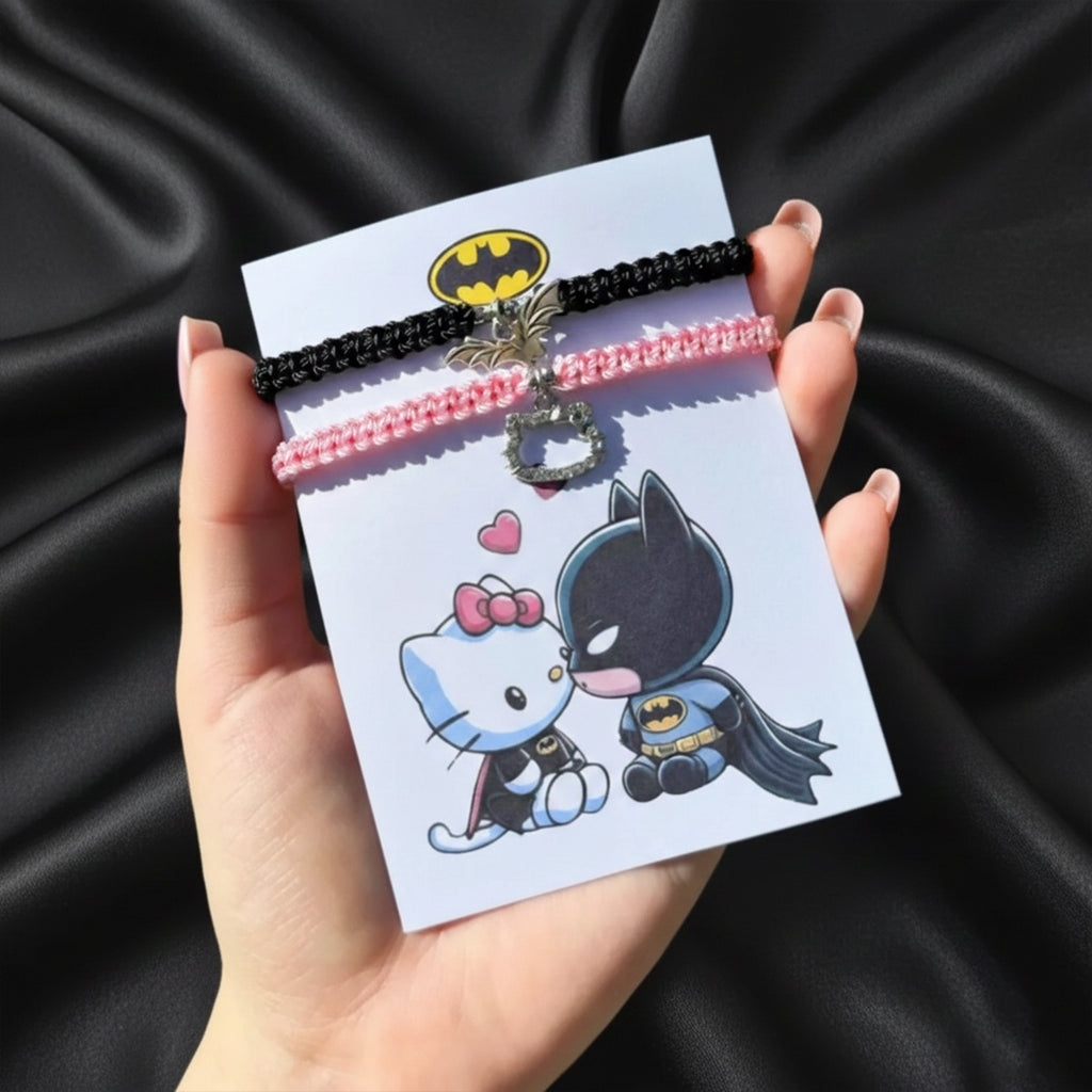 Batman × Hello Kitty Couple Thread Bracelet | Cute Superhero Matching Love Bracelets for Couples – Ashwear
