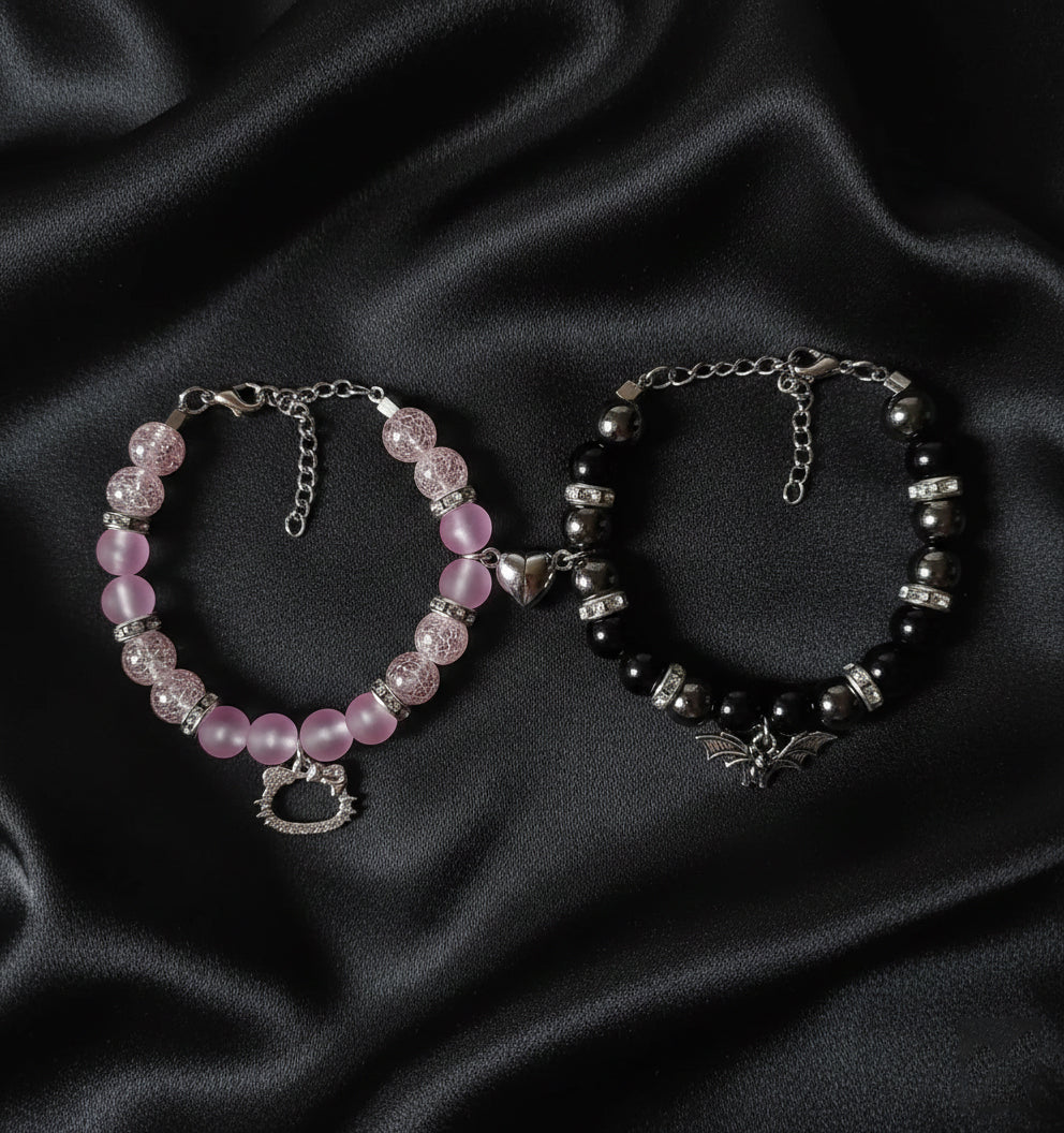 Batman & Hello Kitty Matching Couple Bracelets | Cute Beaded Love Bracelets for Couples – Ashwear
