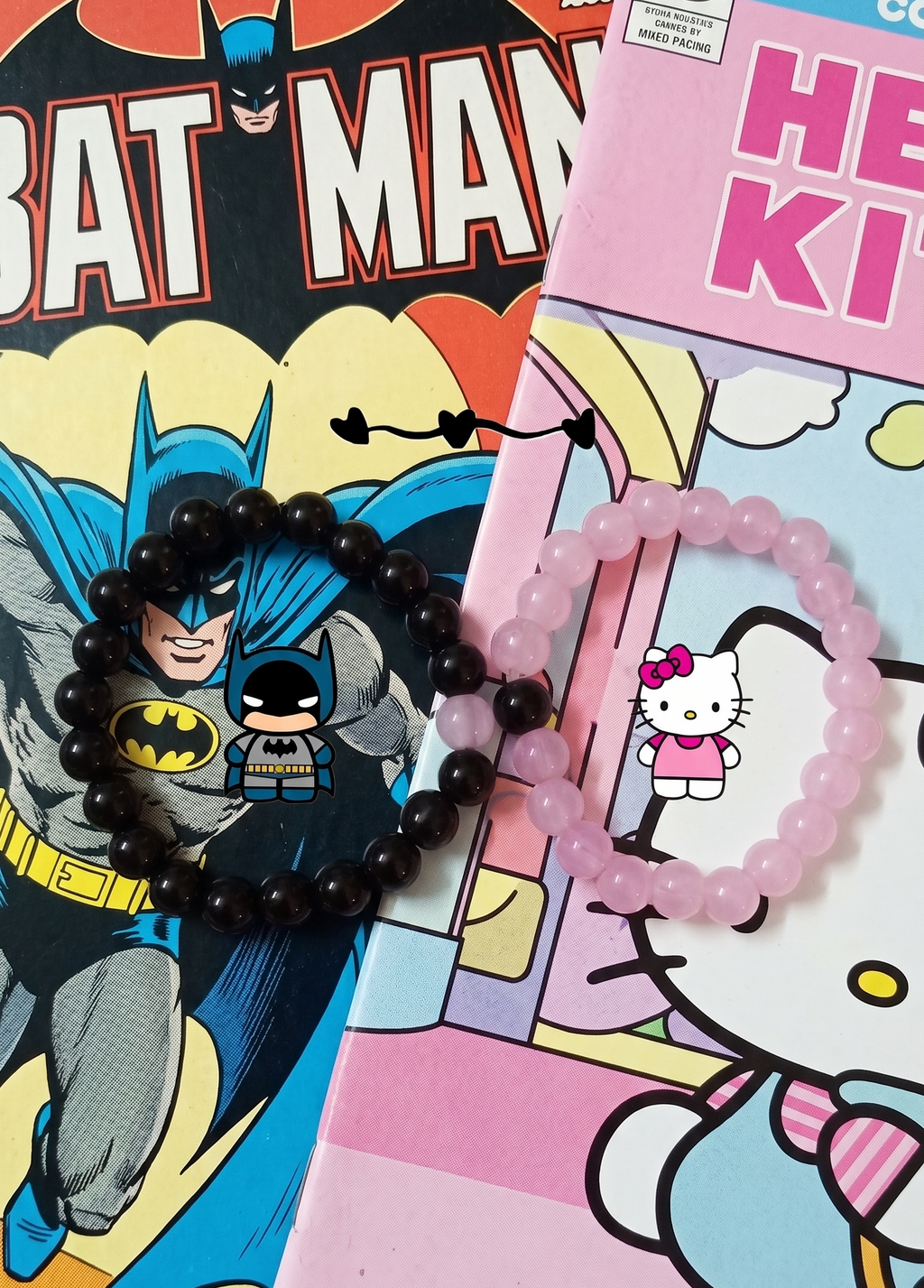 Batman & Hello Kitty Matching Couple Bead Bracelets for Couples