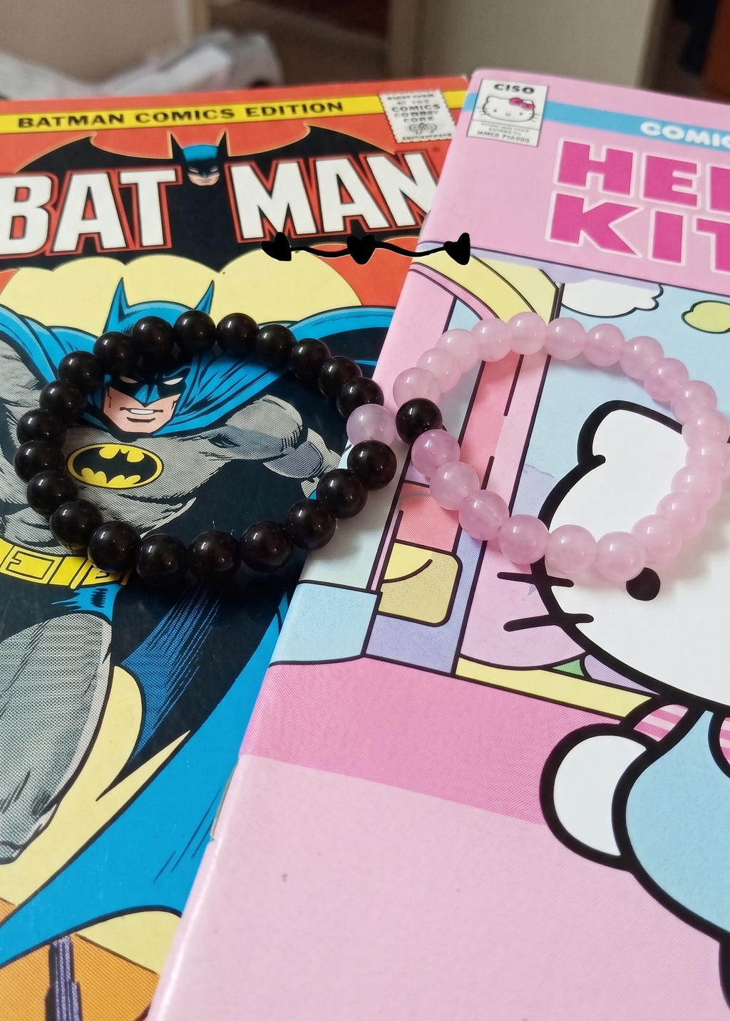Batman & Hello Kitty Matching Couple Bead Bracelets for Couples