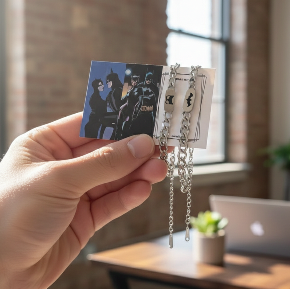 Batman and Catwoman Matching Couple Bracelets – Premium Stainless Steel Dark Knight & Soulmate Jewelry Set