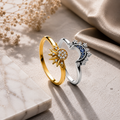 Sun & Moon Couple Matching Rings for Couples | Adjustable Open Ring Set | Romantic Promise Rings for Him & Her | Stainless Steel Couple Jewelry Gift