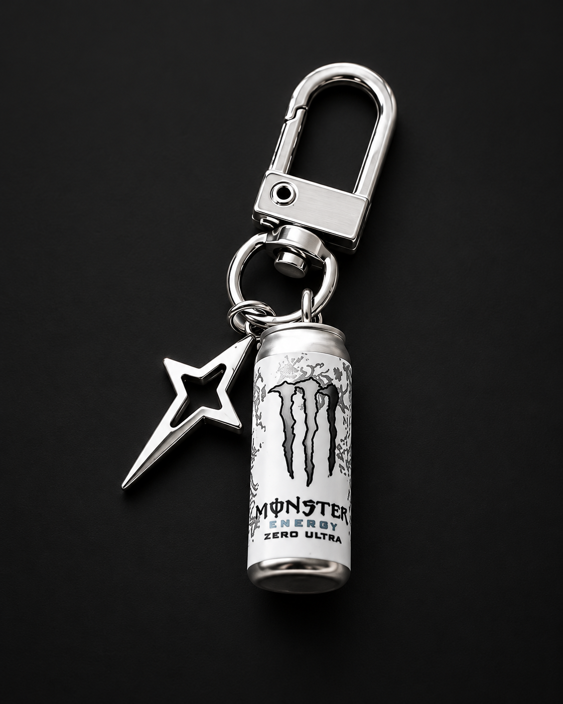 Monster Energy Zero Ultra Star Charm Keychain – Y2K Silver Bag Charm