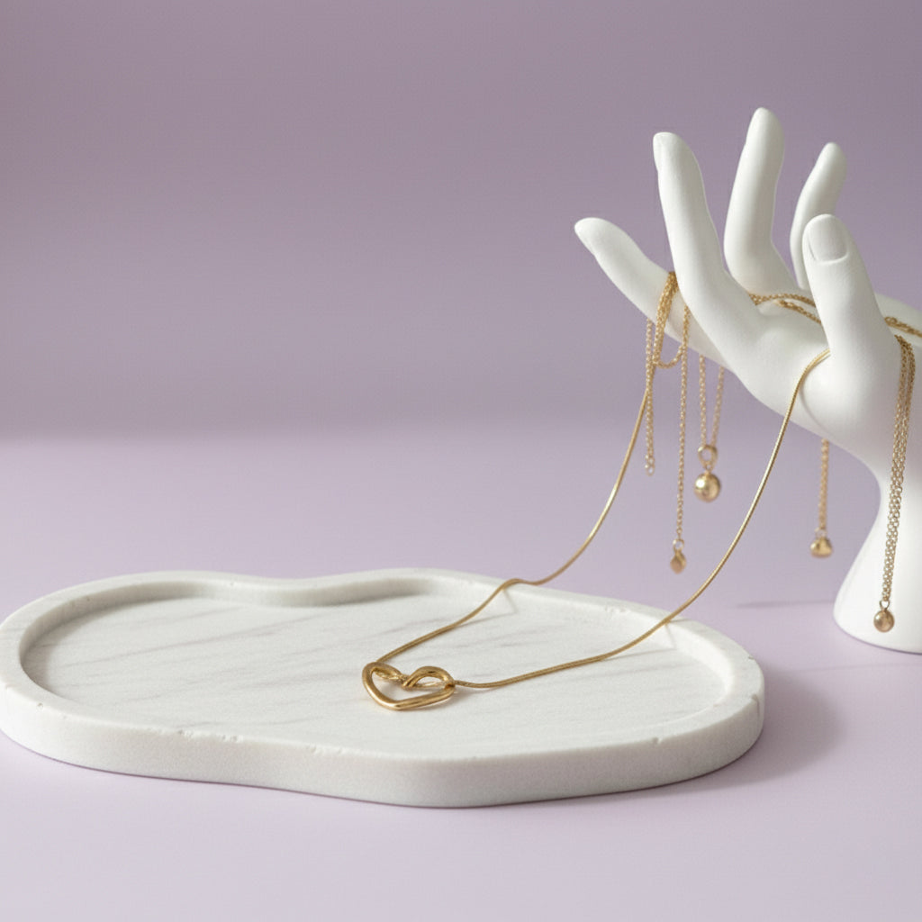 Golden Heart Knot Pendant Necklace for Women