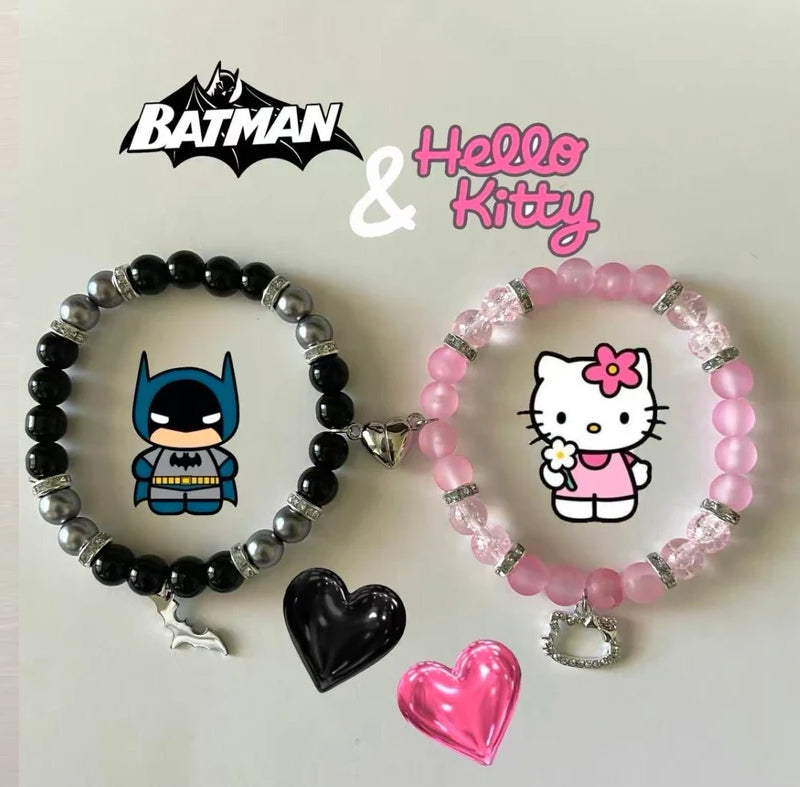 Batman × Hello Kitty Matching Bracelets – Couple & Best Friends Bracelet Set