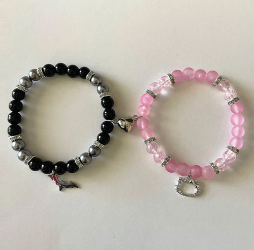 Batman × Hello Kitty Matching Bracelets – Couple & Best Friends Bracelet Set