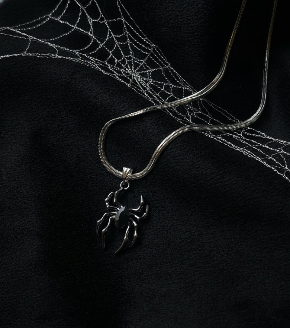 Spider-Man Black Stone Pendant | Miles Morales Inspired Spider Necklace for Men & Women