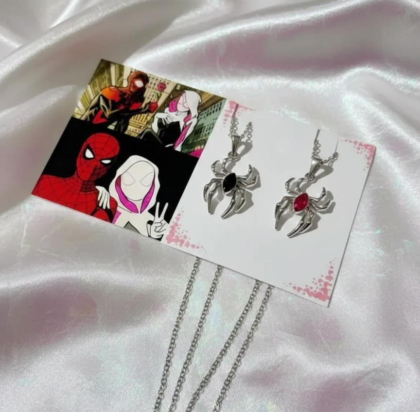 Miles x Gwen Matching Pendants | Spider-Man & Spider-Gwen Couple Necklace Set - Marvel Fan Gift