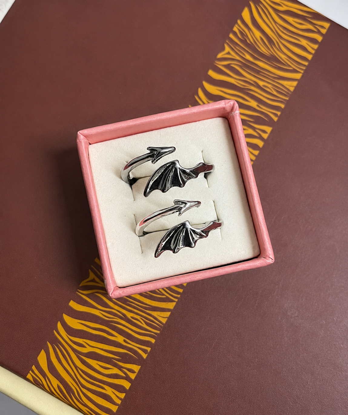 Night Fury & Light Fury Matching Rings – Dragon Wing Couple Ring Set
