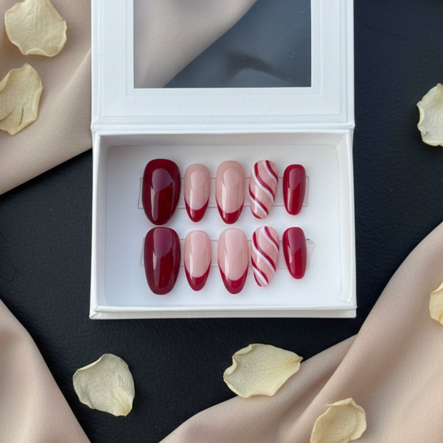 Pink & Maroon Blush Elegance Luxury Press-On Nail Set | Ashwear