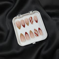 Pink & Gold Blush Elegance Luxury Press-On Nails | Glossy Designer French Tip Nails for Women – Ashwear
