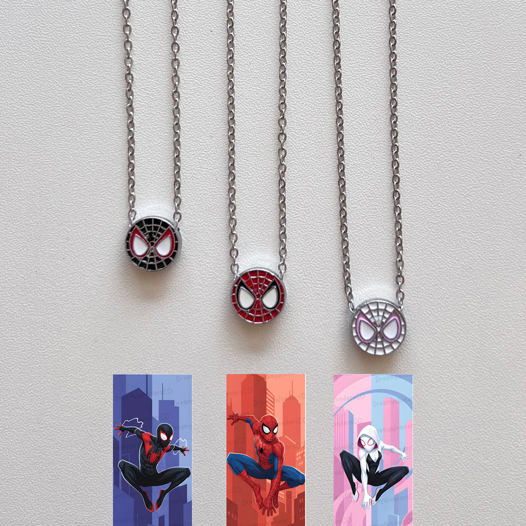 Spider-Verse Trio Pendant Necklace – Miles Morales, Spider-Man & Gwen Stacy