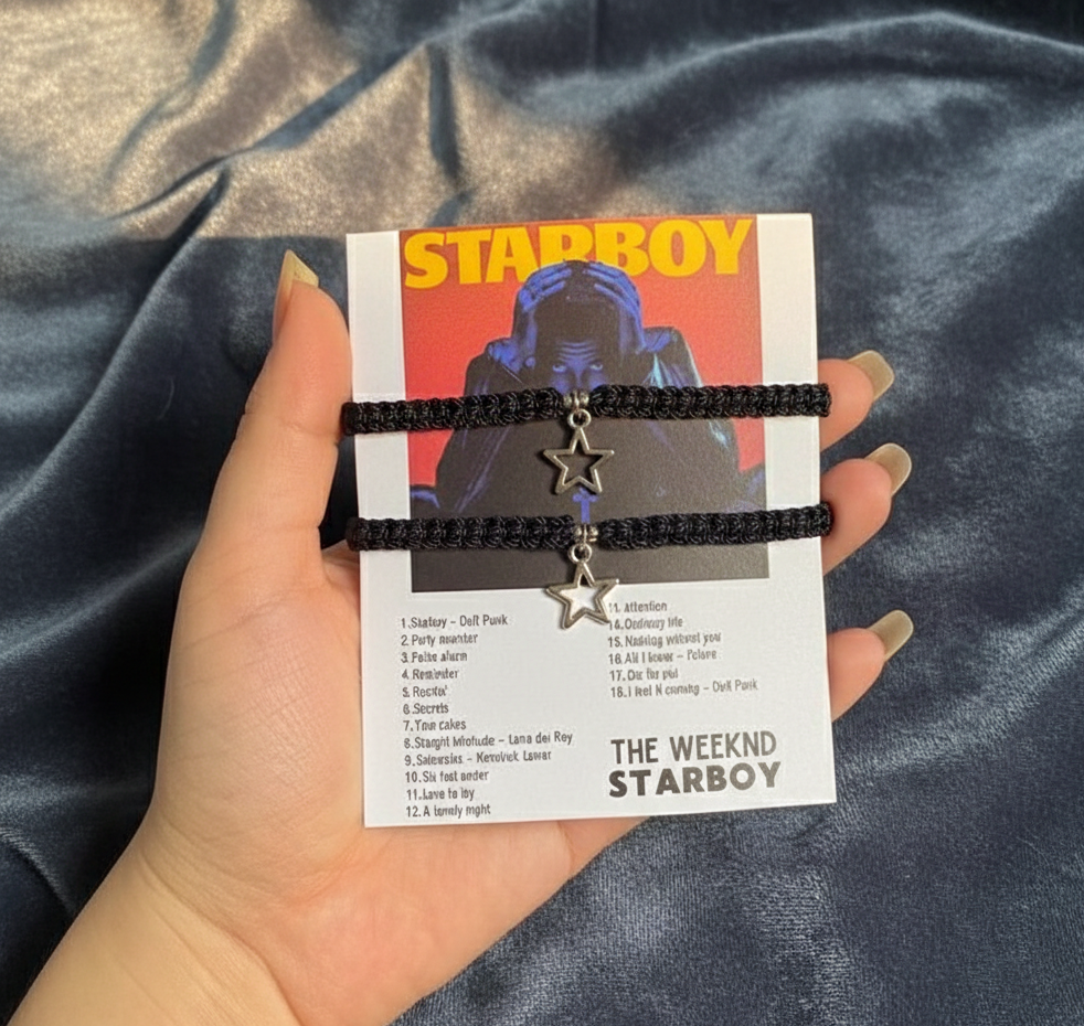 Star Boy & Star Girl Matching Bracelet | Couple Star Charm Black Thread Bracelet
