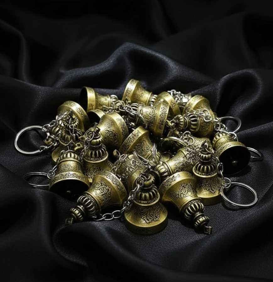 Vintage Dragon Design Brass Motorcycle Guardian Bell – Legend of the Guardian Bell Biker Gift & Road Protection Charm Keychain