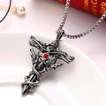 Vintage Dragon Sword Cross Pendant Necklace | Gothic Stainless Steel Necklace for Men & Women | Ashwear